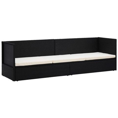 Lettino da Giardino con Cuscini in Polyrattan Nero - Foto 8