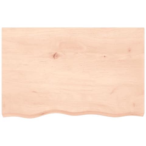 Piano Bagno 80x50x2 cm in Legno Massello Non Trattato - Foto 5