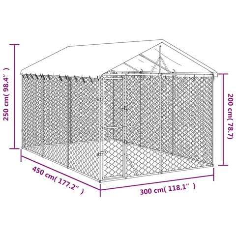 Cuccia Cani Da Esterno Tetto Argento 3x4,5x2,5m Acciaio Zincato - Foto 3