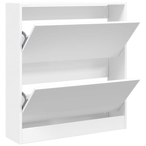 Scarpiera Bianca 80x21x87,5 Cm In Legno Multistrato - Foto 2