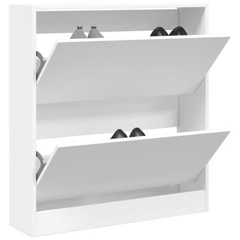 Scarpiera Bianca 80x21x87,5 Cm In Legno Multistrato - Foto 1