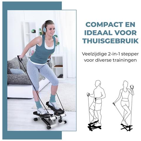 Stepper Per Allenamento Palestra Con Display Ldc E 2 Fasce Elastiche - Foto 7