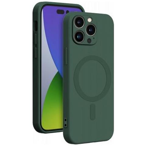 Cover In Silicone Compatibile Con Magsafe Per Iphone 14 Pro, Verde - Foto 1