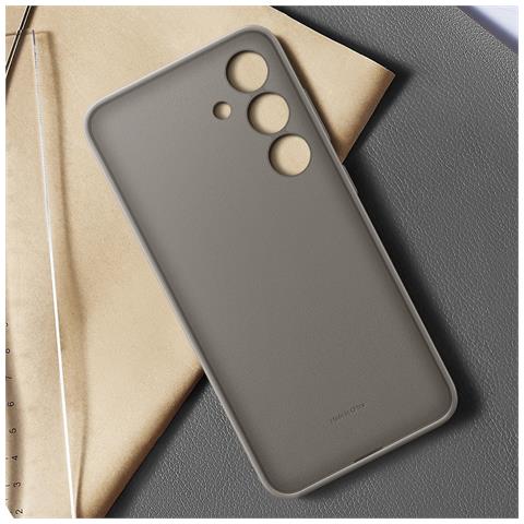 Cover Per Samsung Galaxy S24 Pelle Vegetale Fotocamera Protetta, Grigio - Foto 5