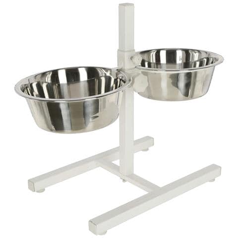 Ciotola Per Animali Domestici Con Supporto 2x2,8 L 43 Cm Bianco - Foto 1