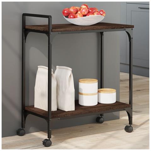 Carrello Cucina Rovere Marrone 60,5x31x72,5cm Legno Multistrato - Foto 1