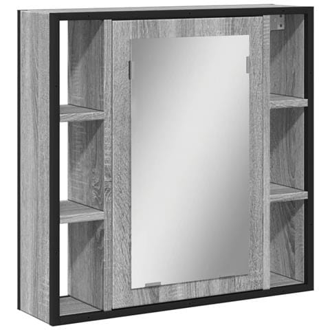 Mobile Specchio Da Bagno Grigio Sonoma 60x16x60 Cm Multistrato - Foto 2