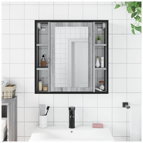 Mobile Specchio Da Bagno Grigio Sonoma 60x16x60 Cm Multistrato - Foto 3