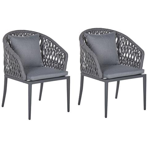 Set Di 2 Sedie Da Giardino Alluminio Grigio Scuro Lipari - Foto 2