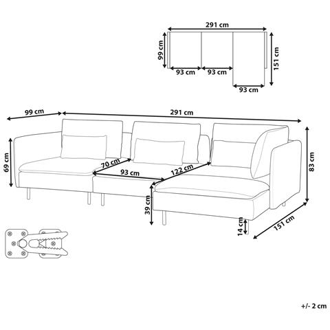 3 Posti Egeris Tessuto Grigio Chiaro Lato Sinistro - Foto 15