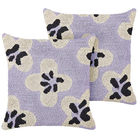 Set Di 2 Cuscini Cotone Lilla 45 X 45 Cm Soapwort - Foto 2