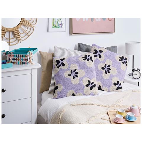 Set Di 2 Cuscini Cotone Lilla 45 X 45 Cm Soapwort - Foto 1