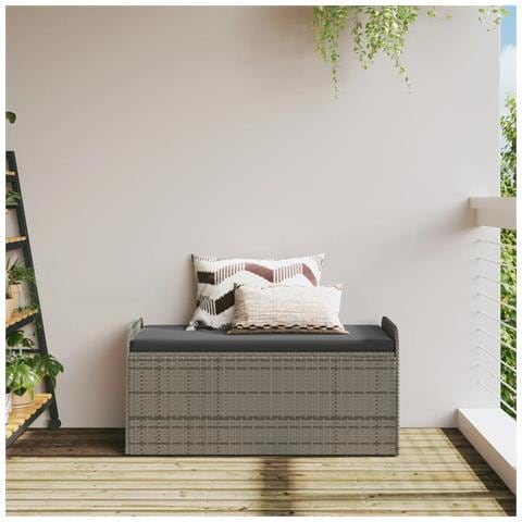 Cassapanca Con Cuscino Grigia 115x51x52 Cm In Polyrattan - Foto 2