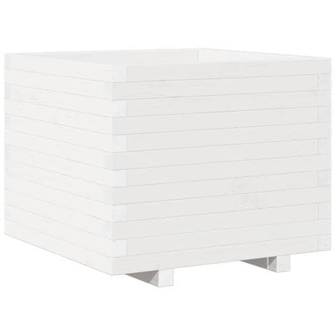 Fioriera Da Giardino Bianca 60x60x49,5cm Legno Massello Di Pino - Foto 2