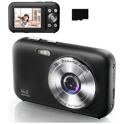 Fotocamera Digitale 1080p 44mp Zoom 16x Schermo Da 2,4 Pollici, Scheda Da 32 Gb Black - Foto 1