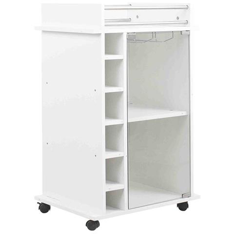 Mobile Bar Cantinetta Bottiglie Vino Legno Cantina 6 Posti Porta Calici Bianco - Foto 2