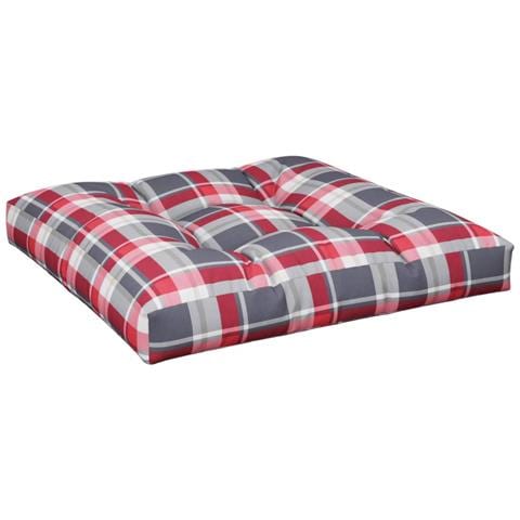 Cuscino Per Pallet A Quadri Rossi 70x70x12 Cm In Tessuto - Foto 2