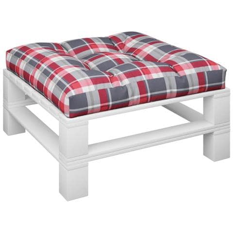 Cuscino Per Pallet A Quadri Rossi 70x70x12 Cm In Tessuto - Foto 3