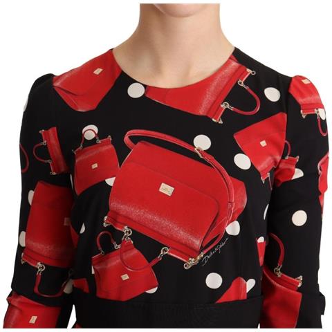 Abito Midi Svasato Con Stampa Borsa Sicily Nera - It38-xs - Foto 4