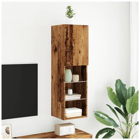 Mobile TV con Luci LED Legno Antico 30,5x30x102 cm - Foto 2