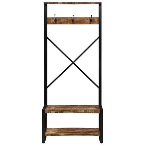 Appendiabiti Multicolore 80x40x190 cm Legno Massello Recupero - Foto 1