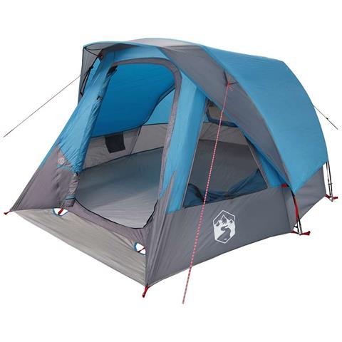 Tenda da Campeggio a Cabina per 4 Persone Blu Impermeabile - Foto 9