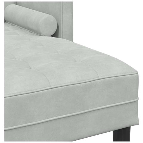 Divano da Giardino  con Panchina e Cuscini a Forma di L in Velluto Grigio Chiaro, Divano a 3 Posti  con Chaise a forma di L in Velluto Grigio Chiaro 160 cm, Panchina  Grigio Chiaro 113 cm in Velluto - Foto 9