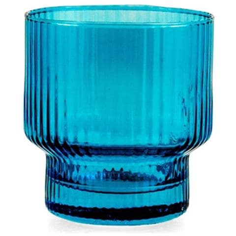 Set 6 bicchieri Bliss in vetro rigato colore blu cl 32 - Foto 1