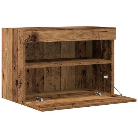 Armadi da muro per TV con luci LED 2 pezzi in legno antico 60x30x40 cm - Foto 2