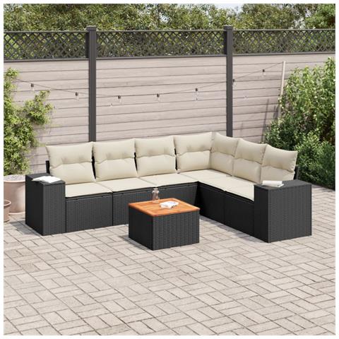 Set Divani da Giardino con Cuscini 7pz Nero Polyrattan - Foto 2