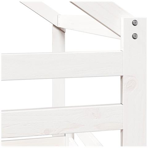 Letto a Castello con Tetto Bianco 90x200 cm in Legno di Pino - Foto 9