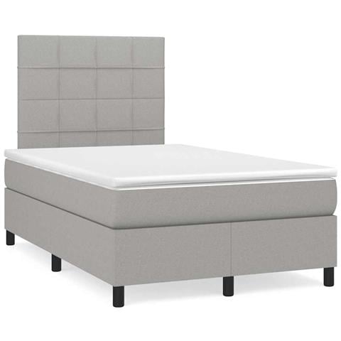 Letto a Molle Materasso e LED Grigio Chiaro 120x190 cm Tessuto - Foto 2