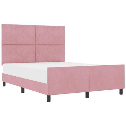 Letto Rosa 140x190 cm in Velluto - Foto 1