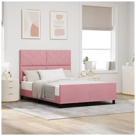 Letto Rosa 140x190 cm in Velluto - Foto 2