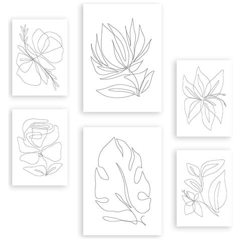 Set Di 6 Stampe Fairer Fiore In Flower Dipinti Decorativi Estetici Astratti Per Il Tuo Soggiorno, Camera Da Letto, Casa A3 & A4 Senza Cornice - Foto 1