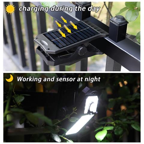 Luce Solare Da Esterno Con Clip E Sensore Di Movimento - 45 Led, Resistente Alle Intemperie - Foto 5