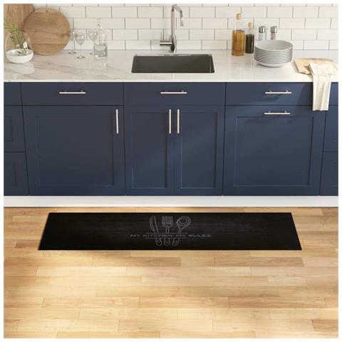 Tappeto da Cucina Nero 150 x 45 cm Velluto - Foto 2