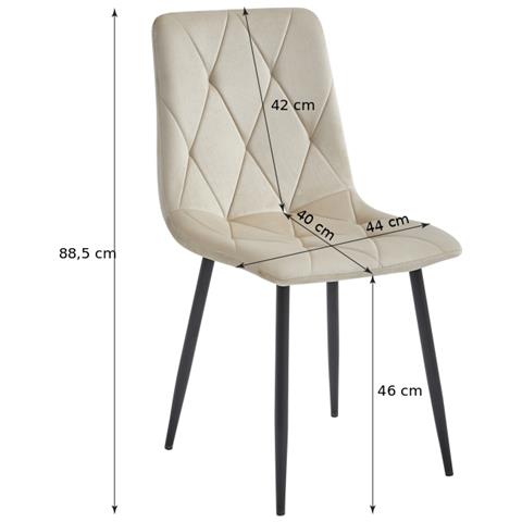 Set di 2 sedie TYRA in velluto blu navy con gambe nere - Foto 6