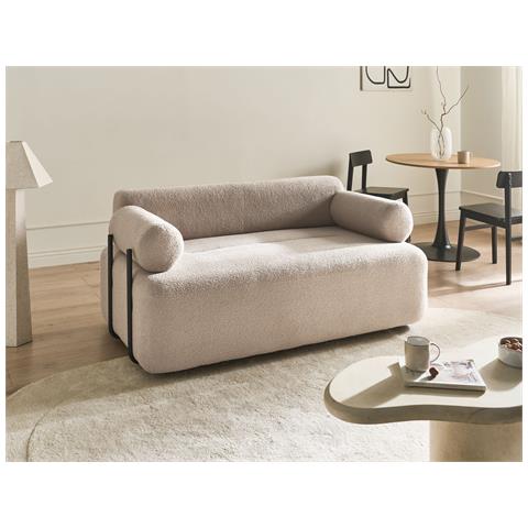 Divano 2 Posti Elva Bouclé Beige - Foto 1