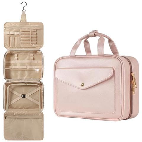 Trousse Da Toilette Da Viaggio Pieghevole Da Appendere - Organizer Cosmetici Piccolo, Impermeabile E Di Grande Capacità Pink - Foto 1