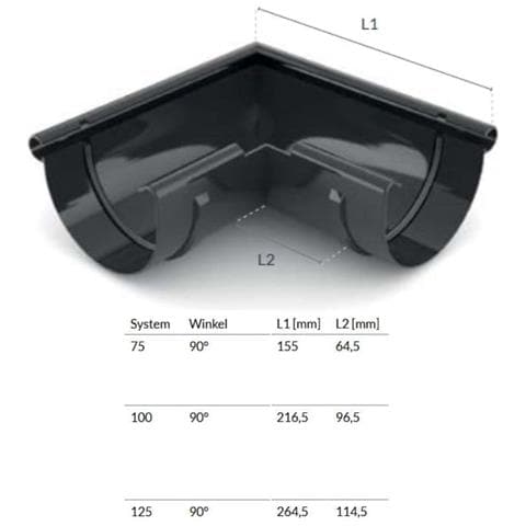 Angolo Grondaia Grafite 90° Esterno Sistema 125 - Foto 2