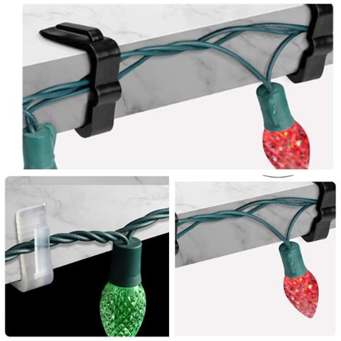 50 Pezzi Ganci Per Luci Natalizie, Clip In Plastica Per Grondaie, Supporti Per Luci Da Esterno Green - Foto 2