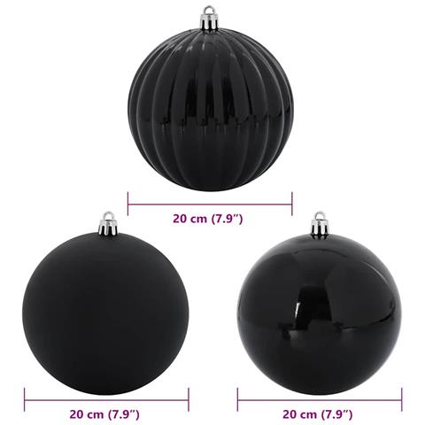 Set di Palle di Natale 4 pcs Nero Plastica - Foto 5