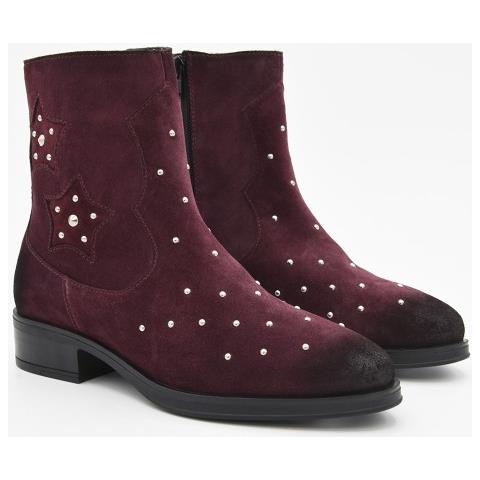 Stivaletti Da Donna In Pelle Con Tacco, Colore Bordeaux Bordeaux Pelle Naturale - Foto 1