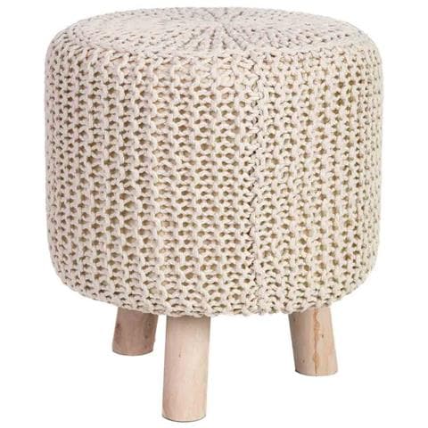 Sgabello In Cotone Intrecciato E Legno Giallo 35x35x44h Cm - Foto 1