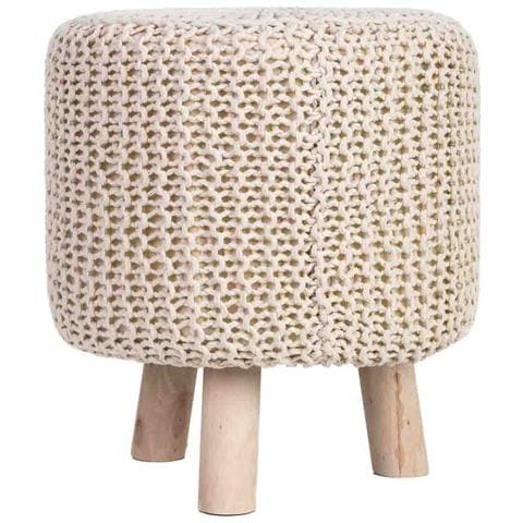 Sgabello In Cotone Intrecciato E Legno Giallo 35x35x44h Cm - Foto 2