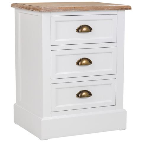 Comodino In Legno Bianco 3 Cassetti 45x35x60h Cm - Foto 1