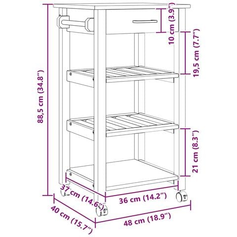 Carrello da Cucina MONZA Nero 48 x 40 x 88,5 cm - Foto 9