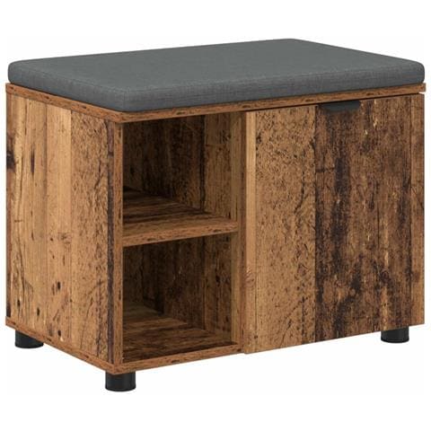 Panca per ingresso con cuscino Legno vecchio 60 x 38 x 46 cm - Foto 1