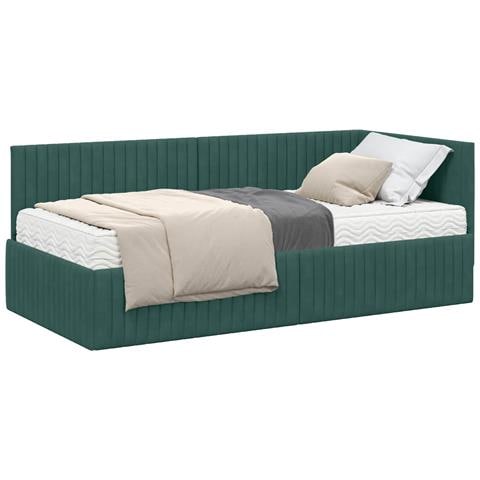 Struttura Letto Angolare con Materasso 2 pcs Verde Velluto - Foto 1